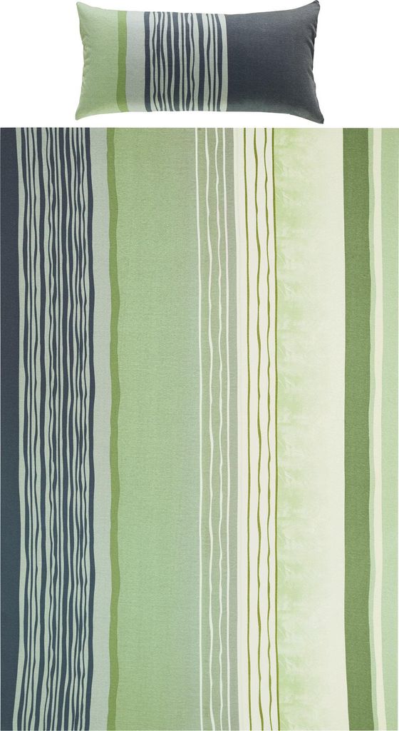 REDBEST Bettwäsche grün-grau 1x 155x200 cm + 1x 40x80 cm