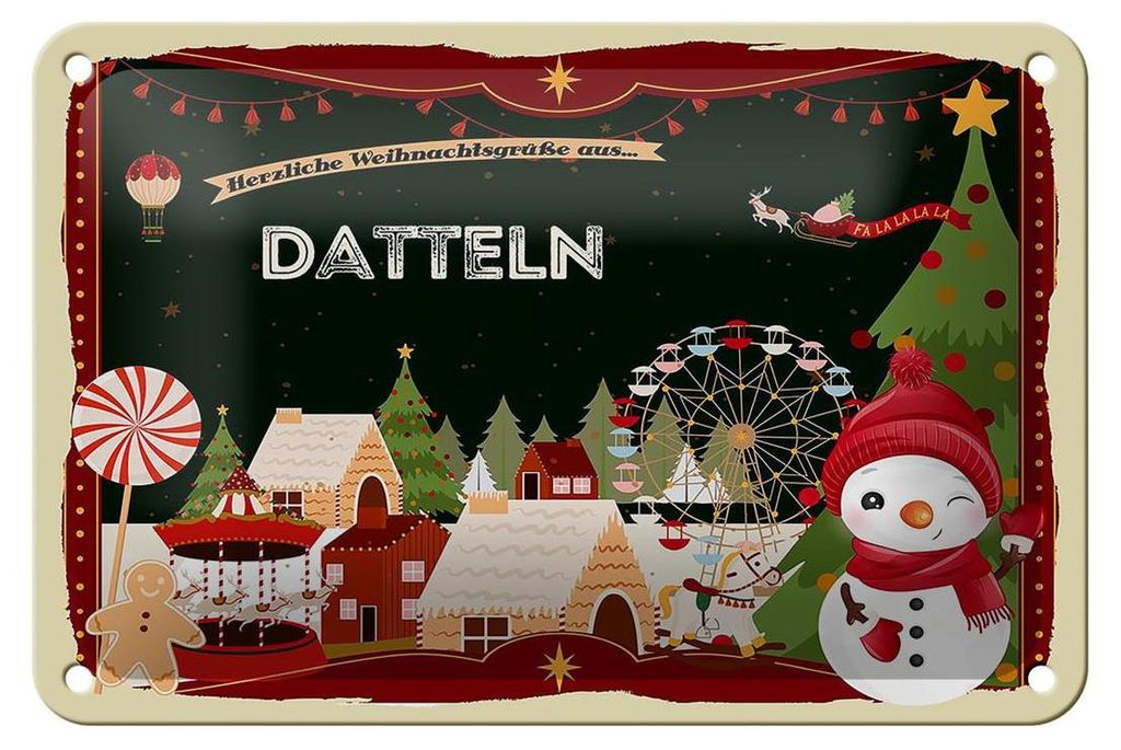 Blechschild Weihnachten Grüße aus DATTELN Geschenk Produktbild 