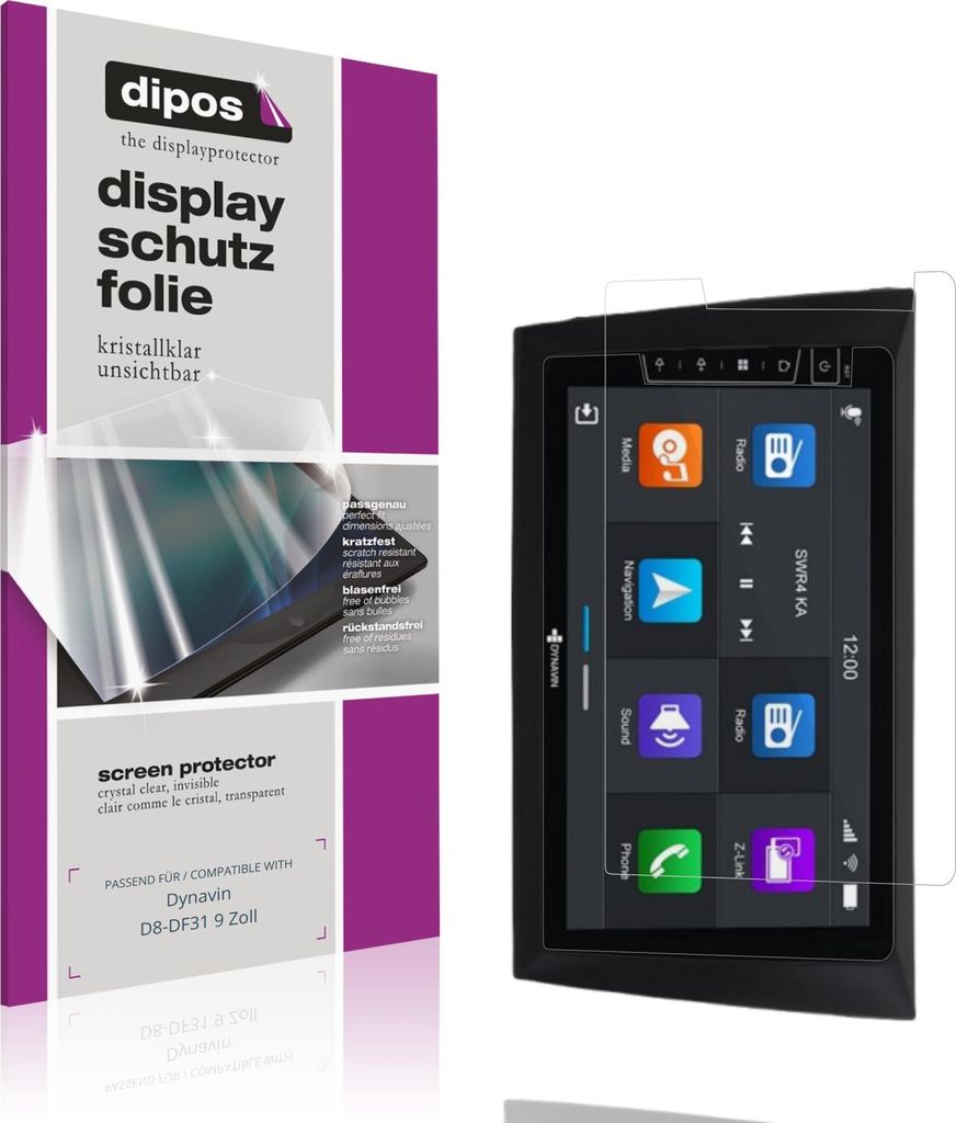 2x Schutzfolie für Dynavin D8-DF31 9 Zoll klar Displayschutzfolie Folie Display Schutz dipos