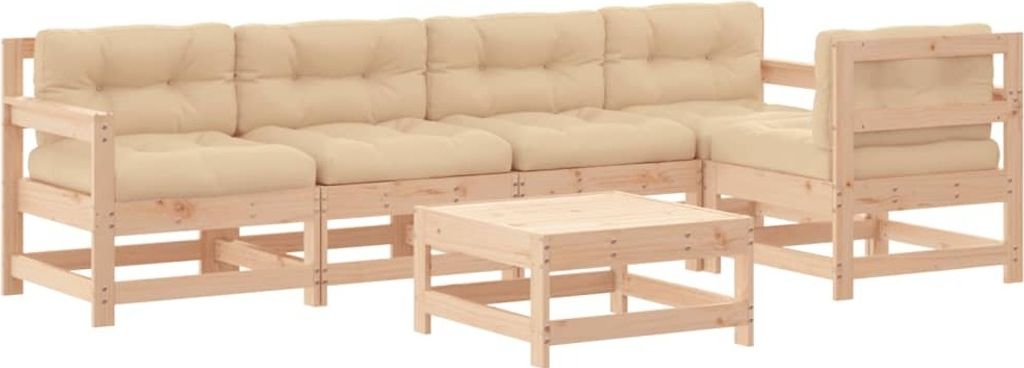 vidaXL 6-tlg. Garten-Lounge-Set mit Kissen Massivholz