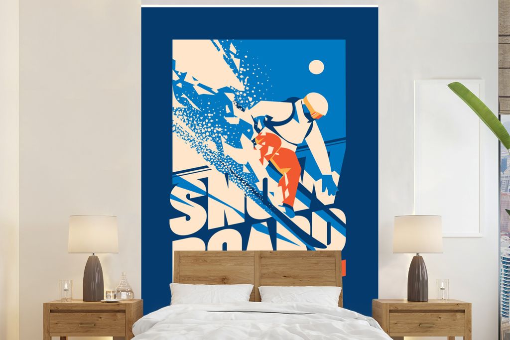 MuchoWow Fototapete für Wohnzimmer oder Schlafzimmer Wandtapete Vinyl Motivtapete Sport - 'Snowboardclub' - Sprichwörter - Zitate - 145x220 cm ...