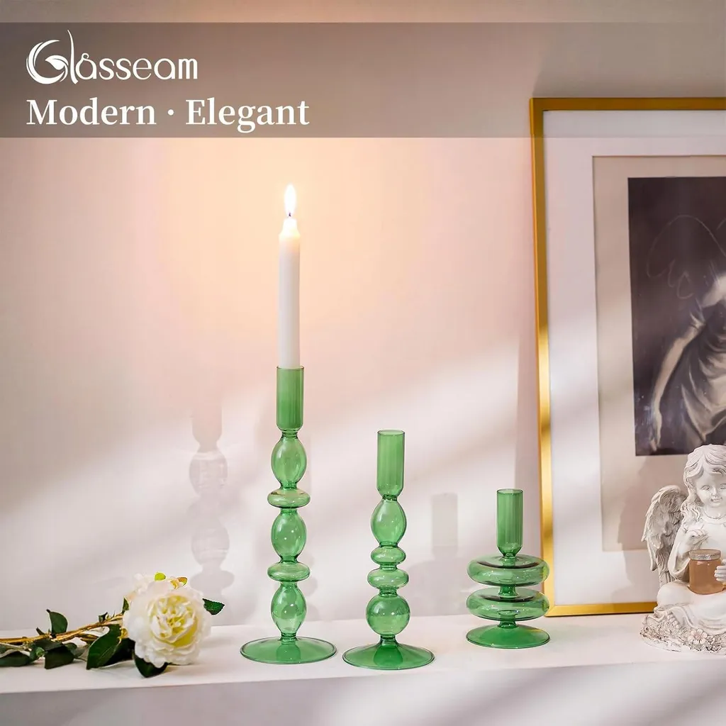 Set Di 6 Candele Formali Zodax Modern & Festive – Colore Verde, Altezza 25,4 Cm, Design Moderno