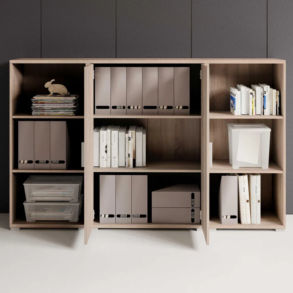 Armoire en chêne Sonoma de 3 niveaux de rangement pour bureau - 8