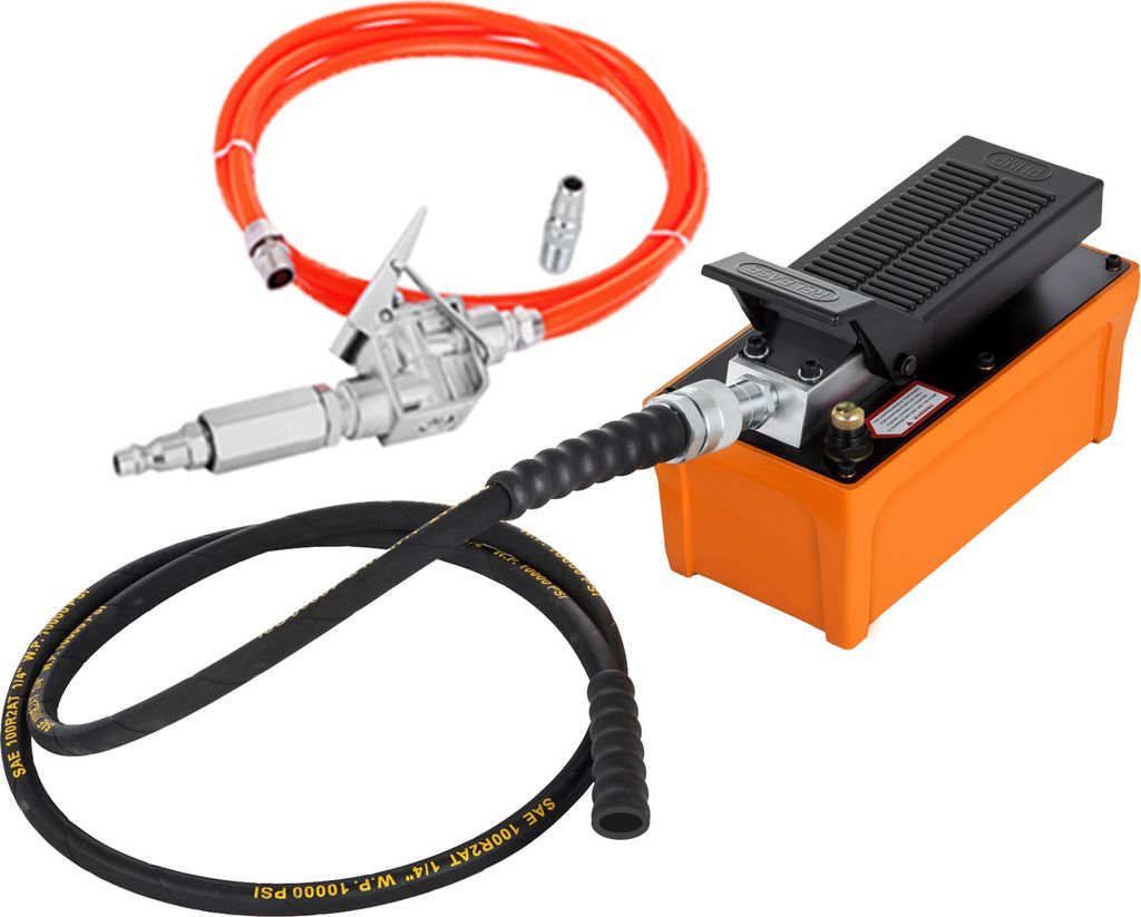 SucceBuy 10000 PSI Hydraulische Luftfußpumpe mit Schlauch, fußbetriebene hydraulische Wagenheberpumpe für Ram-Zylinder, Hochleistungs-Hydraulikp...