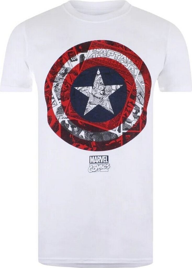 Captain America - T-Shirt für Herren TV783 (L) (Weiß/Rot/Marineblau)