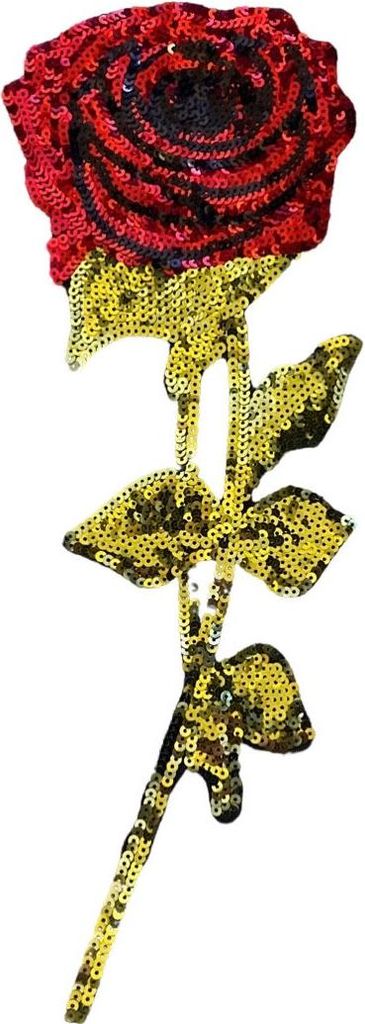 XXXL-Emblem-Aufnäher zum Aufbügeln mit Rosen-Pailletten