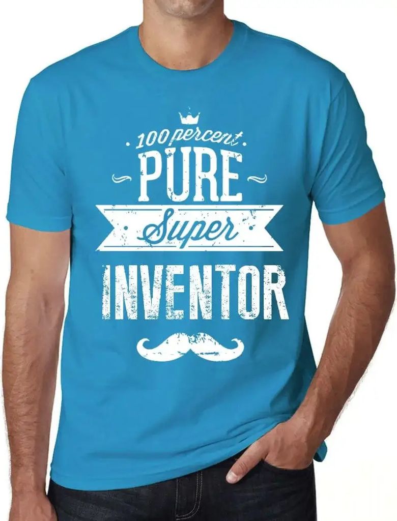 Herren Grafik T-Shirt 100% reiner Supererfinder – 100% Pure Super Inventor – Öko-Verantwortlich Vintage Jahrgang Kurzarm Lustige Druck Geburtstag
