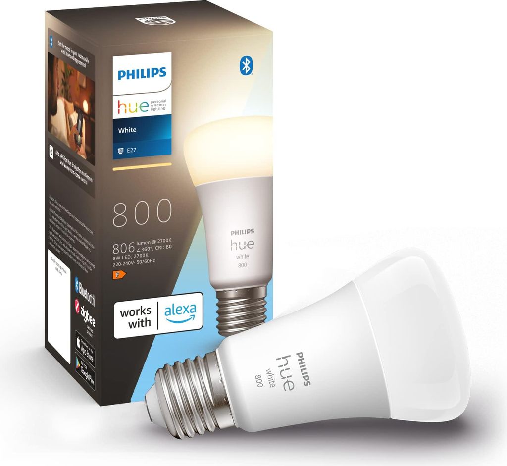 Philips Hue White E27 LED Leuchte – Smarte Lichtsteuerung Produktbild 