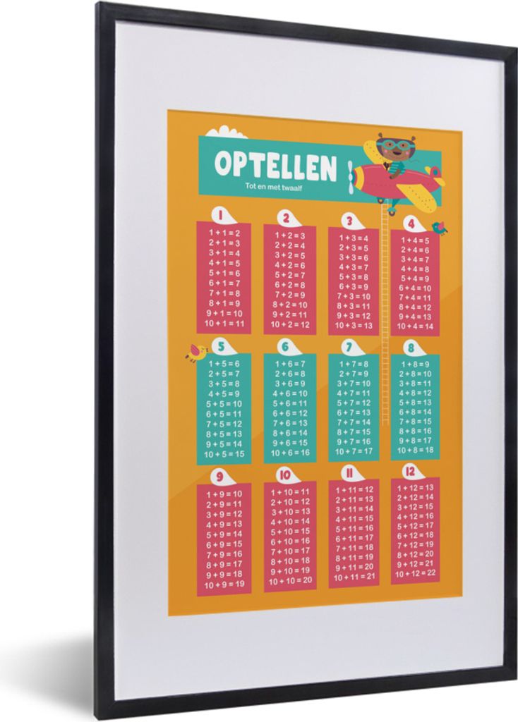 MuchoWow MuchoWow Gerahmtes Poster Kinderzimmer - Aufsummieren - Erzieherisch - Jungen - Mädchen - Kinder - Orange - Kinder 40x60 cm - Poster ...