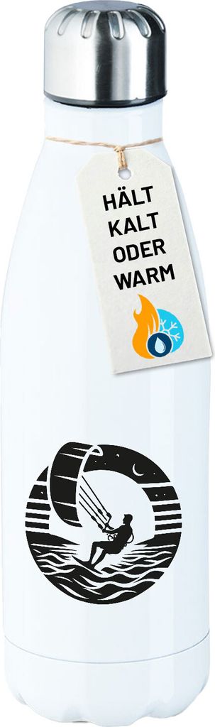 Huuraa Trinkflasche Kite Board Kitesurfing 500ml White Edelstahl Wasserflasche Trinkflasche Geschenkidee