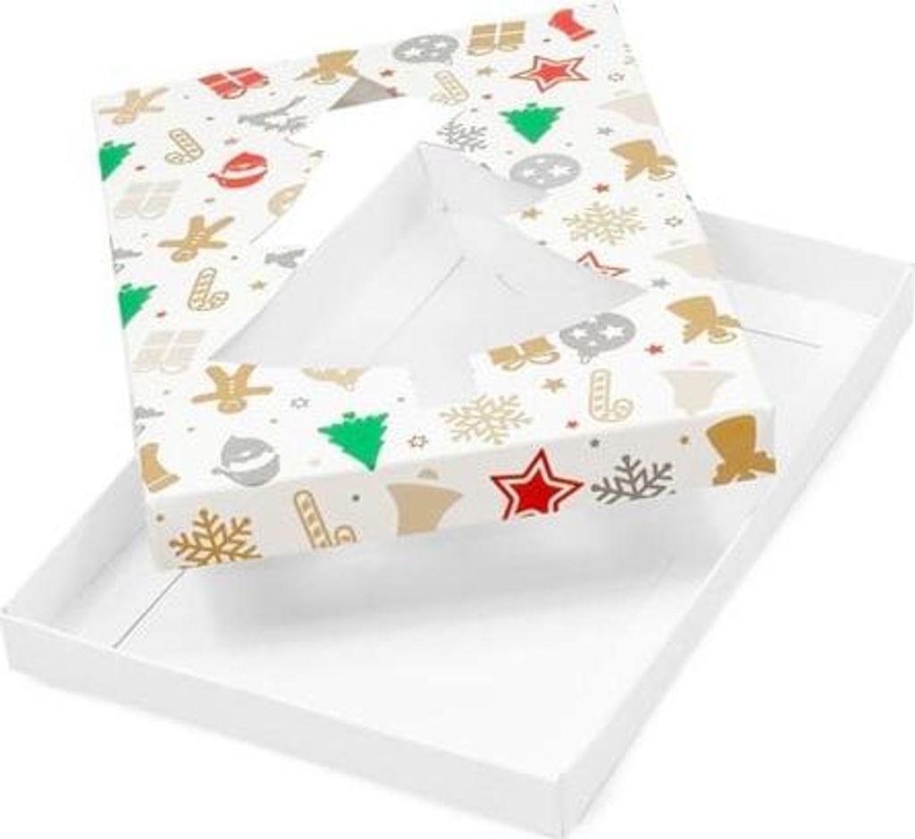 Dekorative Geschenkbox Weihnachtsbaum/Geschenke 220 x 150 x 20 mm