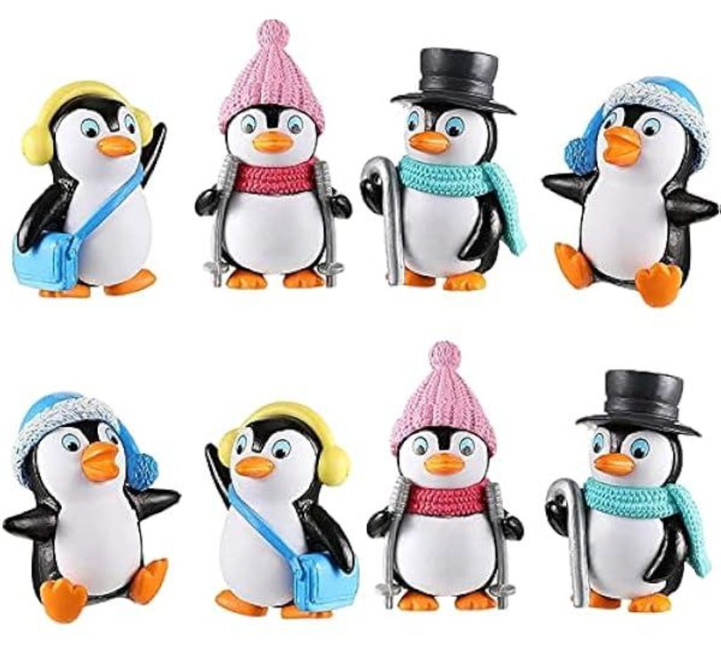 Set mit 8 Mini-Pinguinfiguren, Miniatur-Pinguin-Ornamente, Tierfiguren, DIY-Mikrolandschafts-Harzornamente, fš¹r Bonsai, Mini-Gartendekoration, S...