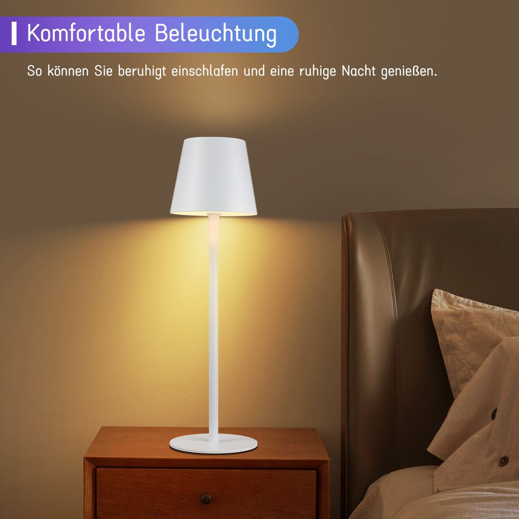 Lampada Da Comodino LED In Ferro, Senza Fili E Ricaricabile, Perfetta Come Luce Notturna - 4
