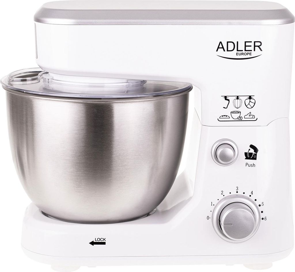 Adler Küchenmaschine | planetarischem Rührsystem | 6 Geschwindigkeitsstufen | 4 Liter | 1000 Watt