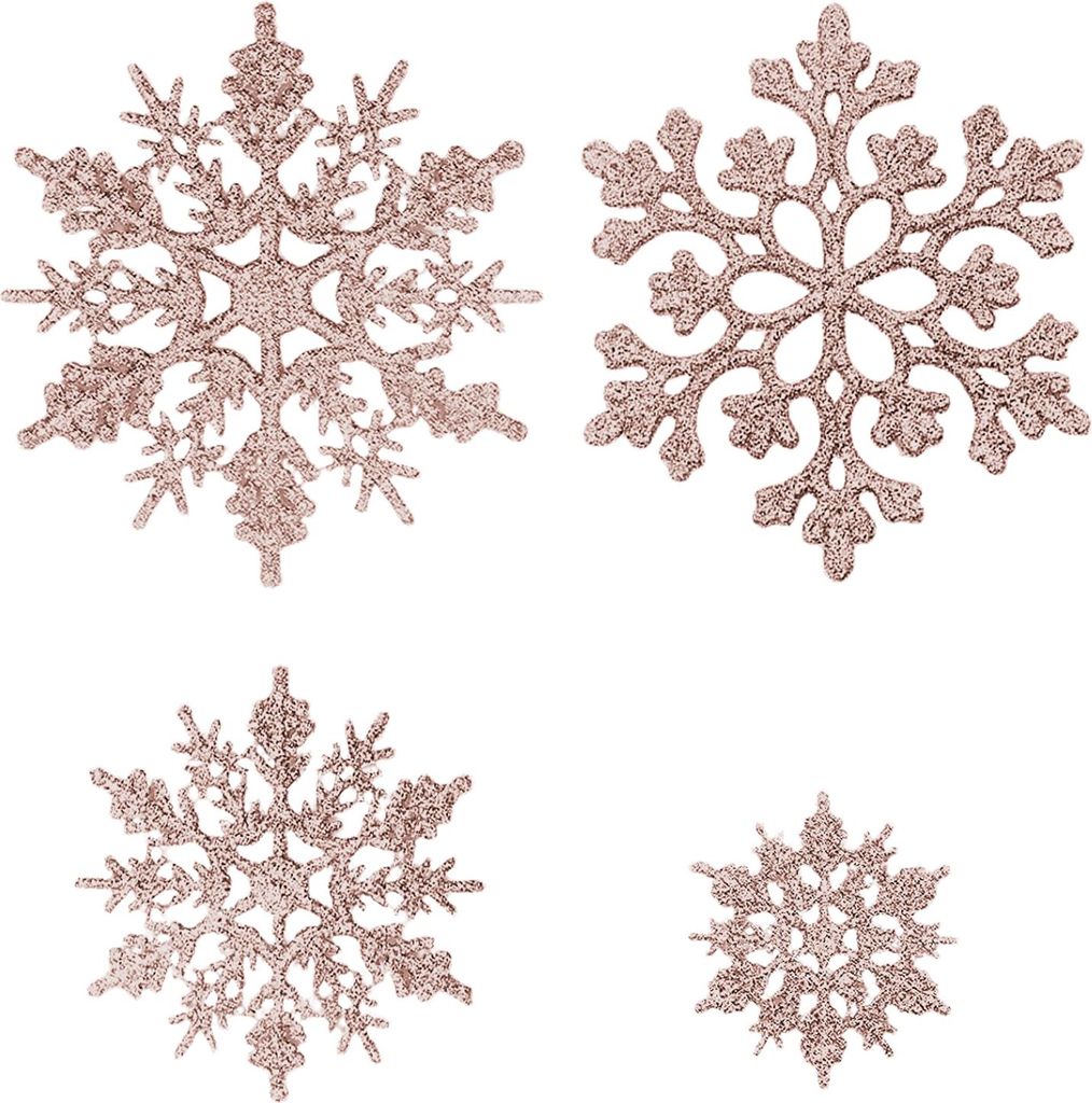 36-teiliges Set glitzernder Schneeflocken-Weihnachtsbaumschmuck zum Aufhängen für winterliche Weihnachtsdekoration im Innenbereich