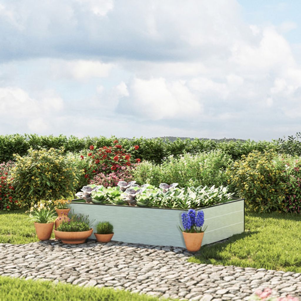GFP HALFSIZE Aluminium Hochbeet - Platzsparendes & Stabiles Gartenbeet in Aluminium eloxiert - 150 x 119 x 39 cm - Ideales halbhohes Modell für Fa...