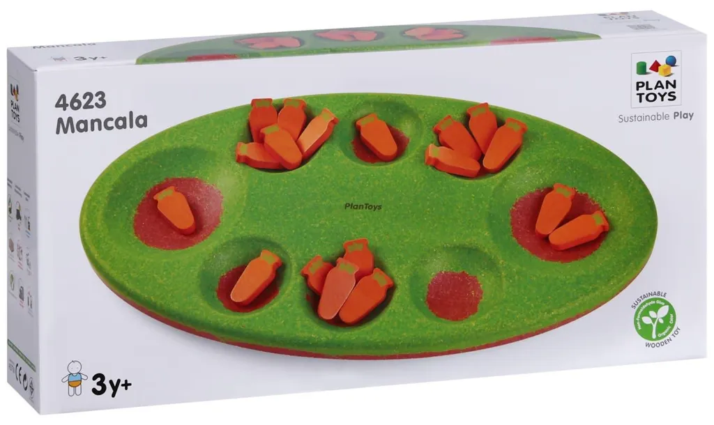 Mancala Plan Toys en bois durable - Jeu de récolte carottes stratégique