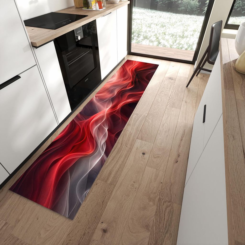 Küchenteppich 60x270cm rutschfest & abwischbar PVC Läufer - Abstrakte & Wellen