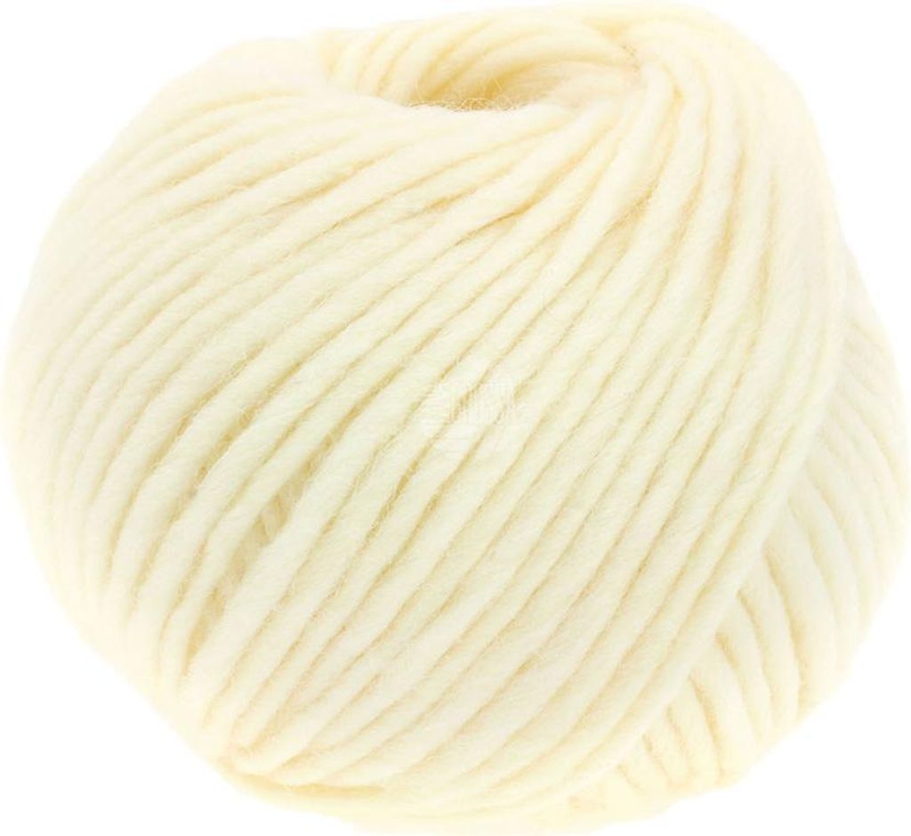 A ball of cream-colored yarn.