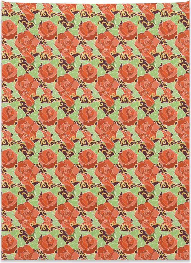 Abakuhaus Rose Wandteppich, Blühende Romantic Flower aus Weiches Mikrofaser Stoff Kein Verblassen Klare Farben Waschbar, 110 x 150 cm, Hellgrün V...