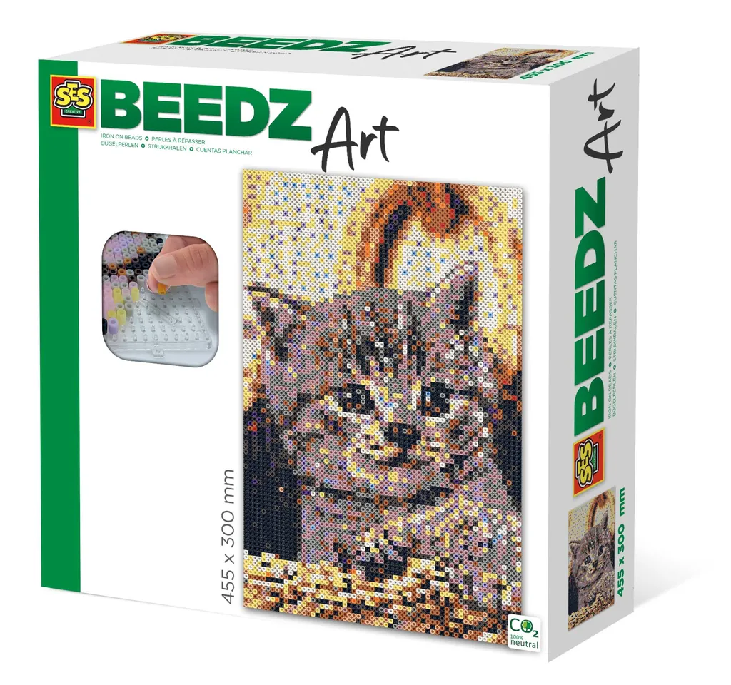 Beedz Chat SES Creative 06006 Perles à Repasser Sans PVC Multicolores 5+