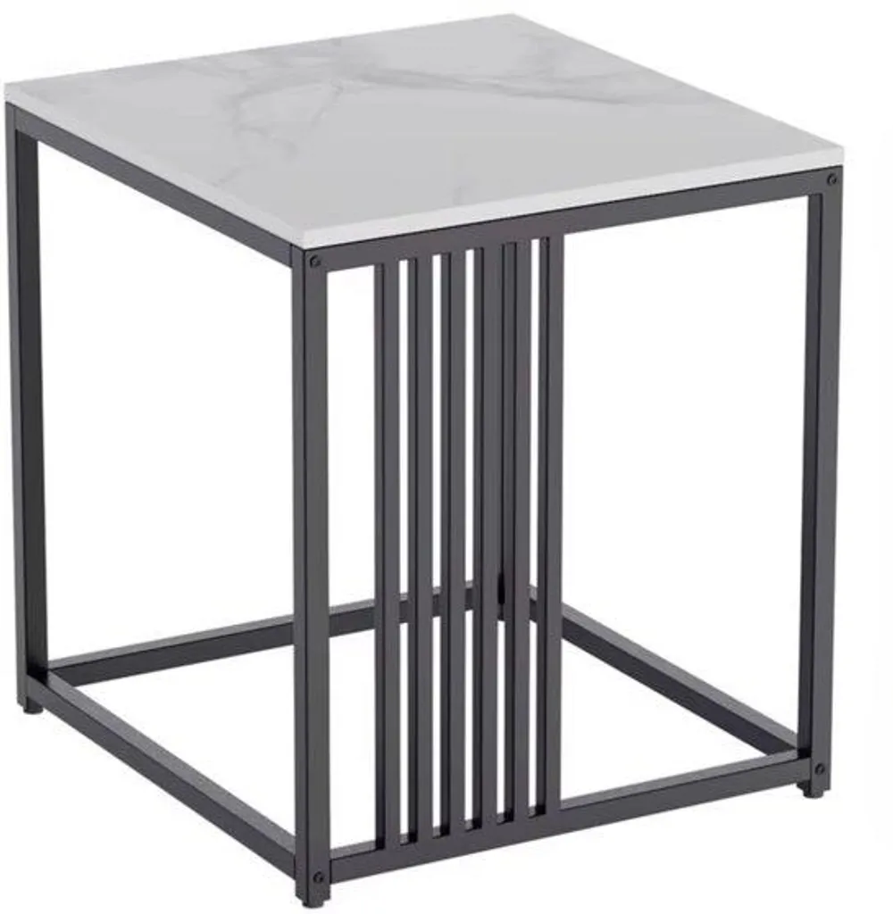 Bout de canapé design en marbre véritable et piètement métal robuste