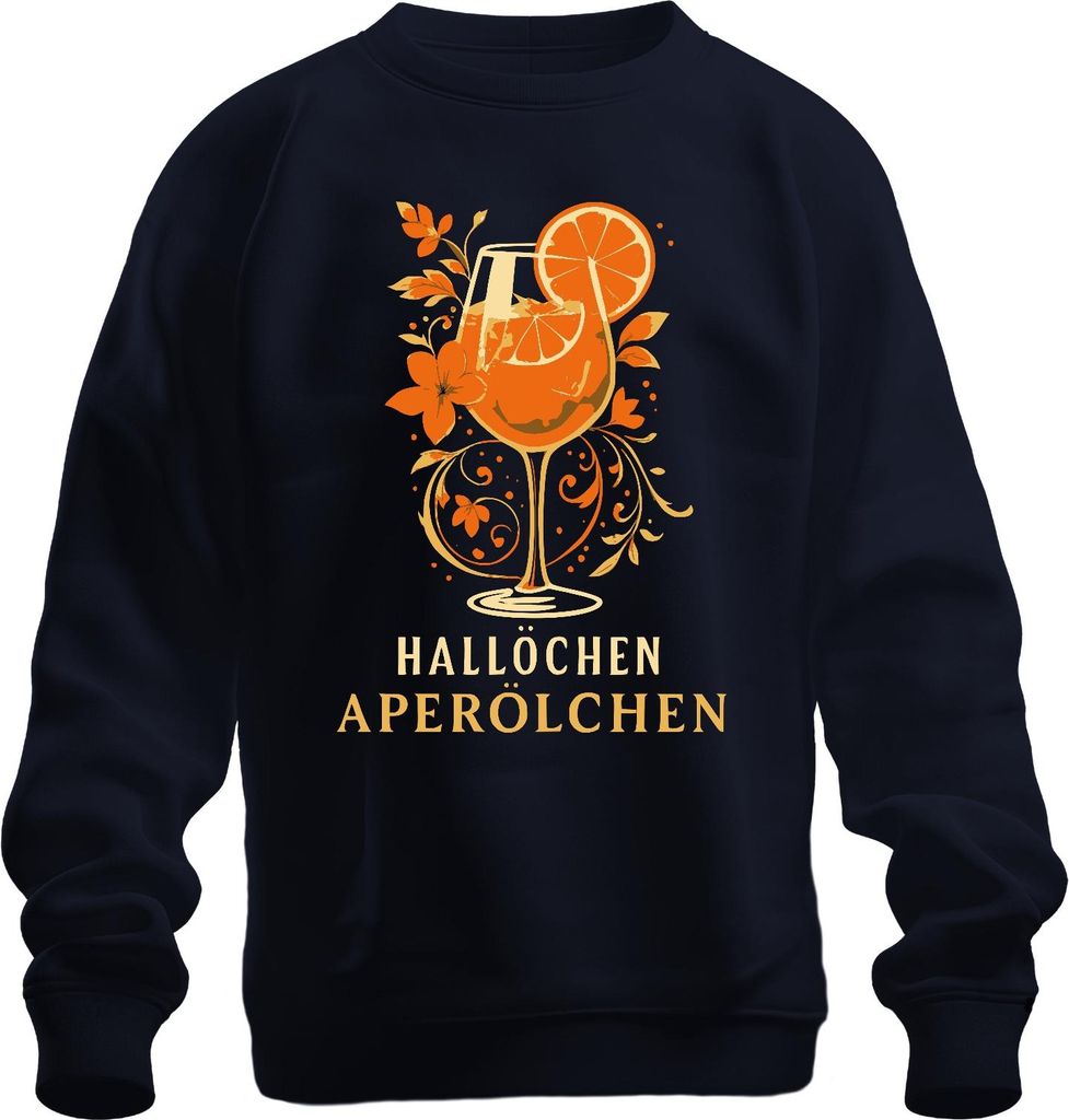 Hallöchen Aperölchen Aperol Spritz Sommerdrink Orange Cocktail Uni Sweatshirt Pullover, Navy, XXL