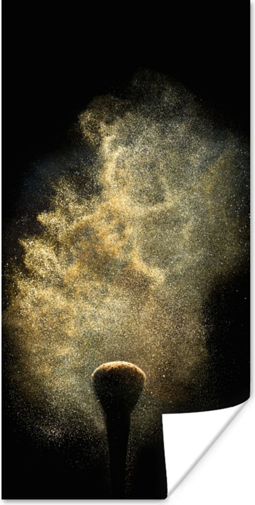 MuchoWow Poster Goldpulver auf schwarzem Hintergrund 80x160 cm - Kinderzimmer