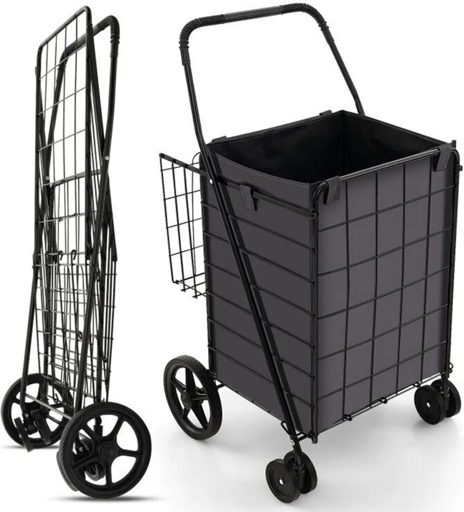 Cabas à roulettes pour courses et marché pliable COSTWAY TA10047DK B