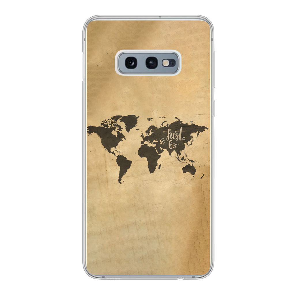 MuchoWow Handyhülle Schutzhülle Hülle für Samsung Galaxy S10e Weltkarte - Karte - Sprichwörter Silikon Softcase Handy Hülle - Handy