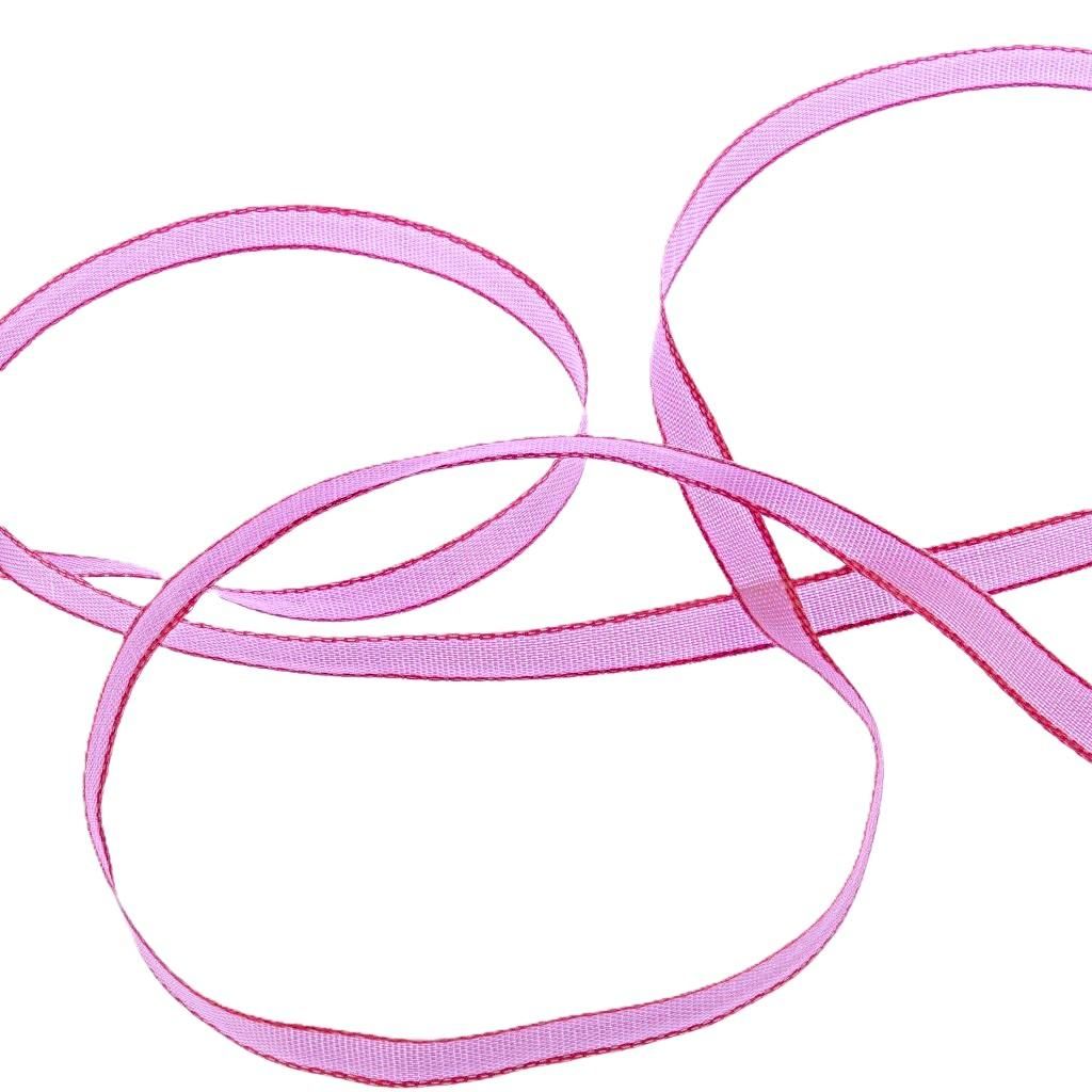 Schmales Uniband mit Farbkante Flieder - Pink - 6mm - 20m - 54564-6-40
