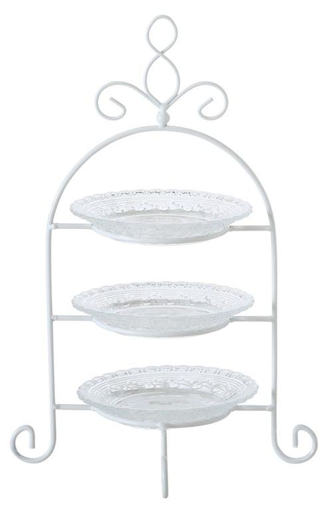 Boltze Etagere - 3-lagig - weis - Metall und Glas - 30 x 23 Produktbild 