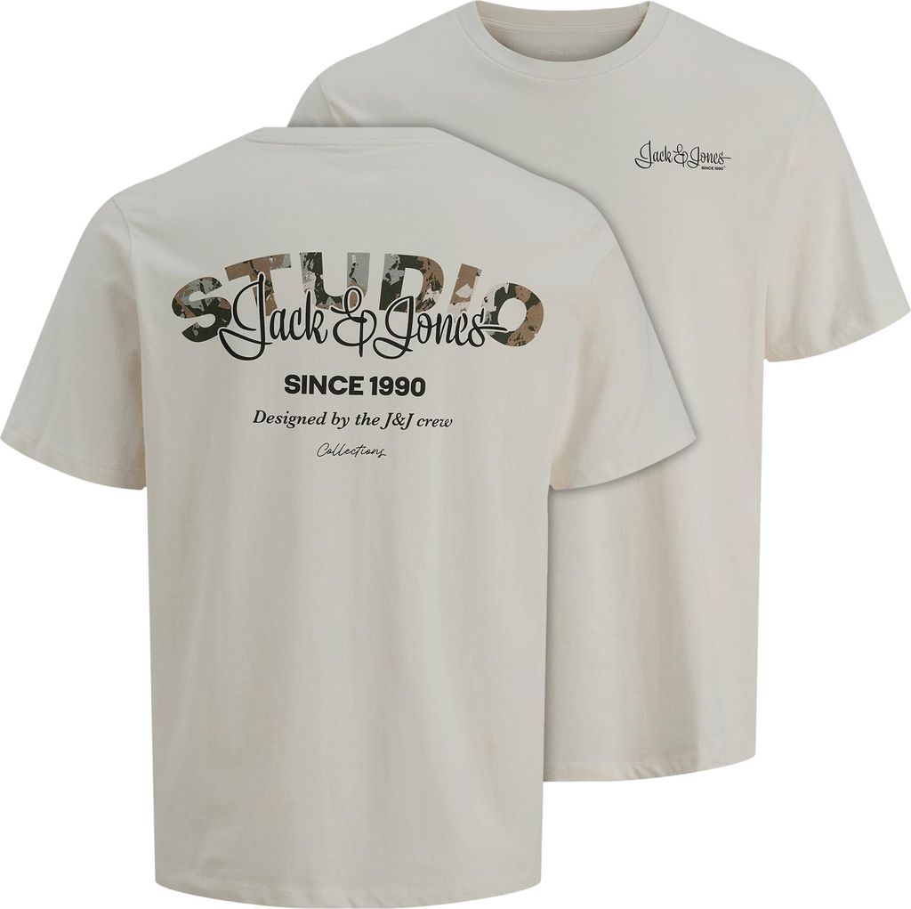 Jack&Jones T-Shirt beige Übergrößen Rückenprint JJYUKI