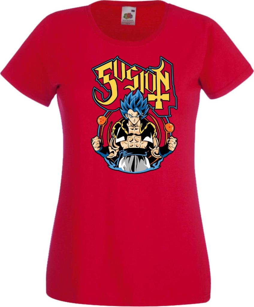 Damen T-Shirt Dragon Anime Manga Ball Z Gogeta Fusion Var-013 Fusion Sayian, Lady L / Rot