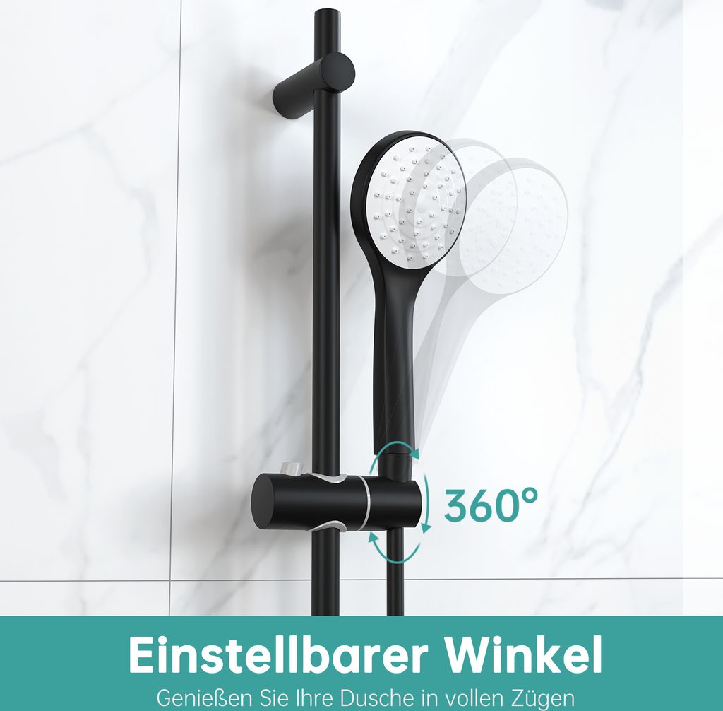 EMKE Handbrause mit Duschstangen Duschzubehör Rund Produktbild 3