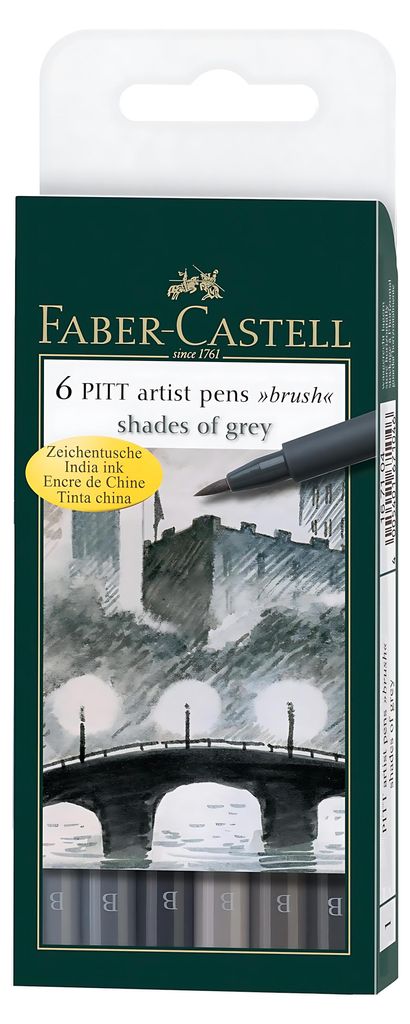 FABER-CASTELL Tuschestift PITT artist pen 6er Etui "Shades Produktbild 