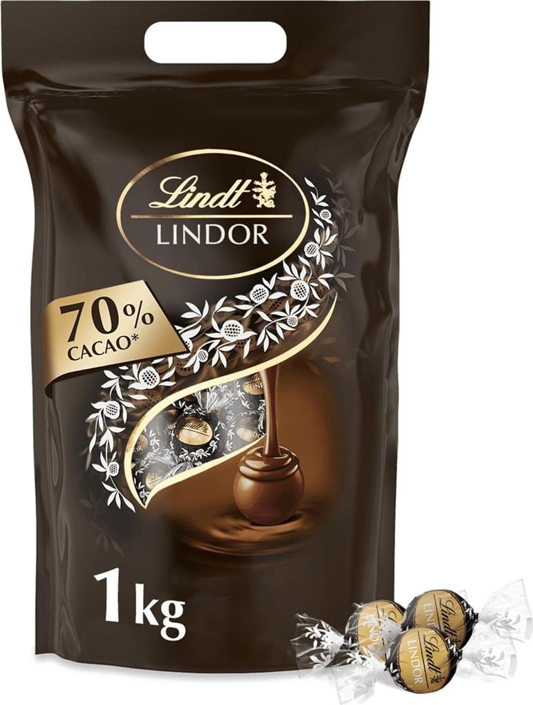 Lindt - LINDOR - Kugeln EXTRA DUNKEL 70% CACAO 1kg Tüte Produktbild 