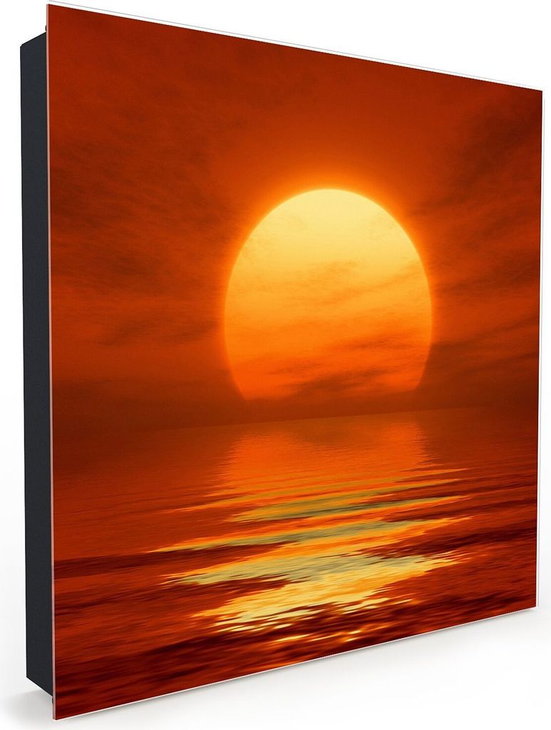 Nachbildung-Schlüsselkasten, Magnetpinnwand und Memoboard mit Glasfront Motiv Sonnenuntergang