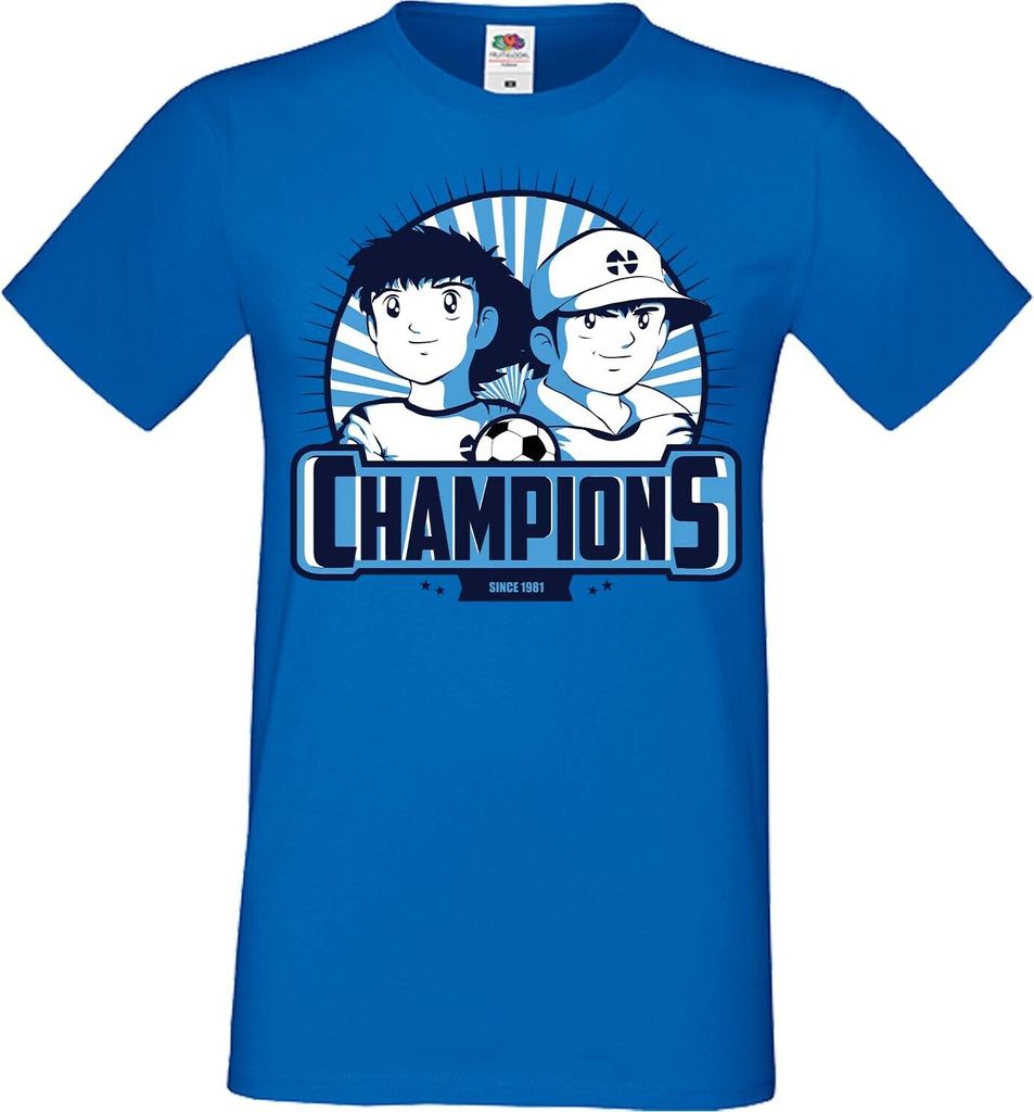Herren T-Shirt Manga Anime Captain Tsubasa 01 Captain Tsubasa, Man S / Blau
