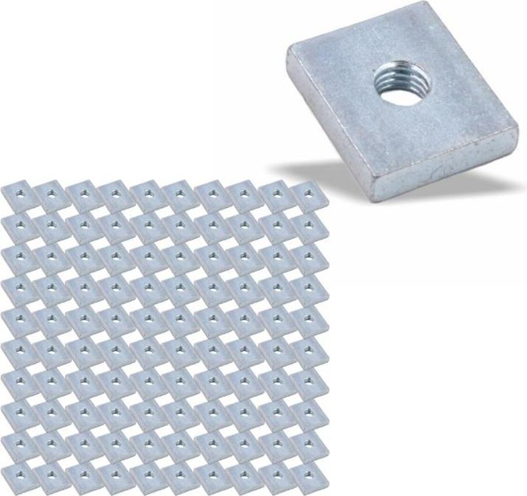 100x Nutenstein | Gewindeplatte 19x16x4 mm M6 Gewinde mittig | Stahl galvanisch verzinkt