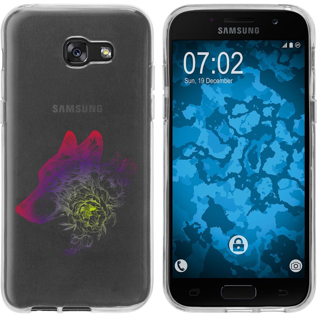 PhoneNatic Case kompatibel mit Samsung Galaxy A7 (2017) Silikon-Hülle Floral Wolf M3-5