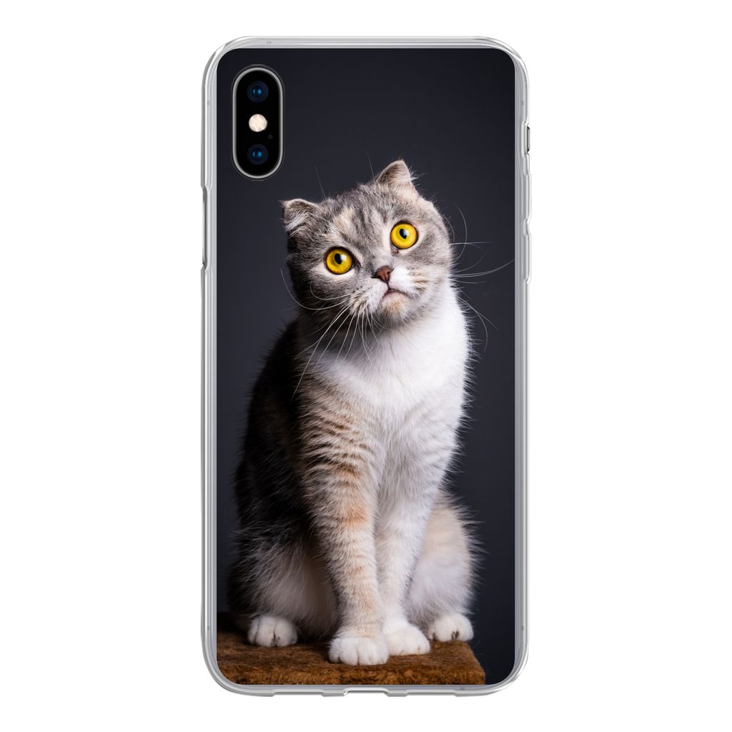 MuchoWow Handyhülle Schutzhülle Hülle für iPhone Xs Katze - Augen - Licht Silikon Softcase Handy Hülle
