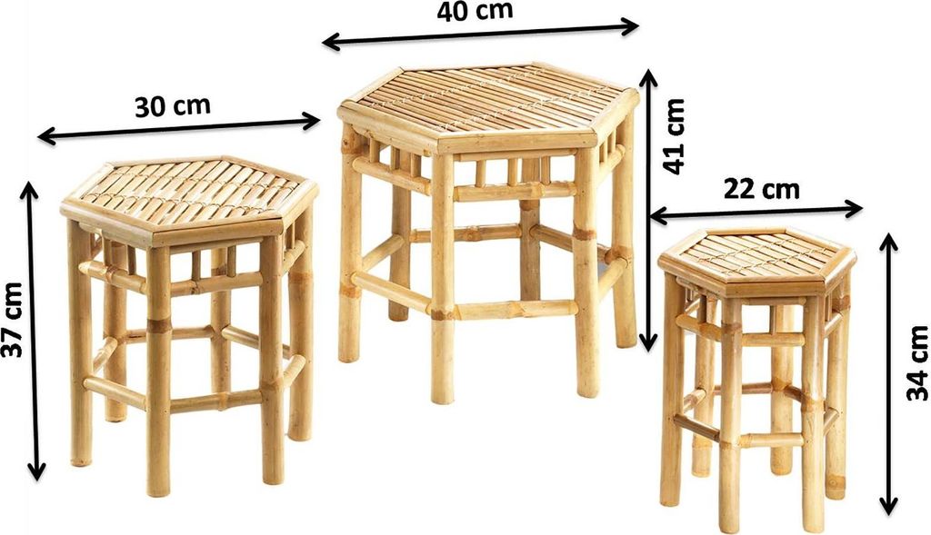 Kobolo Blumenhocker 6-eckig aus Bambus im 3er-Set - Produktbild 2