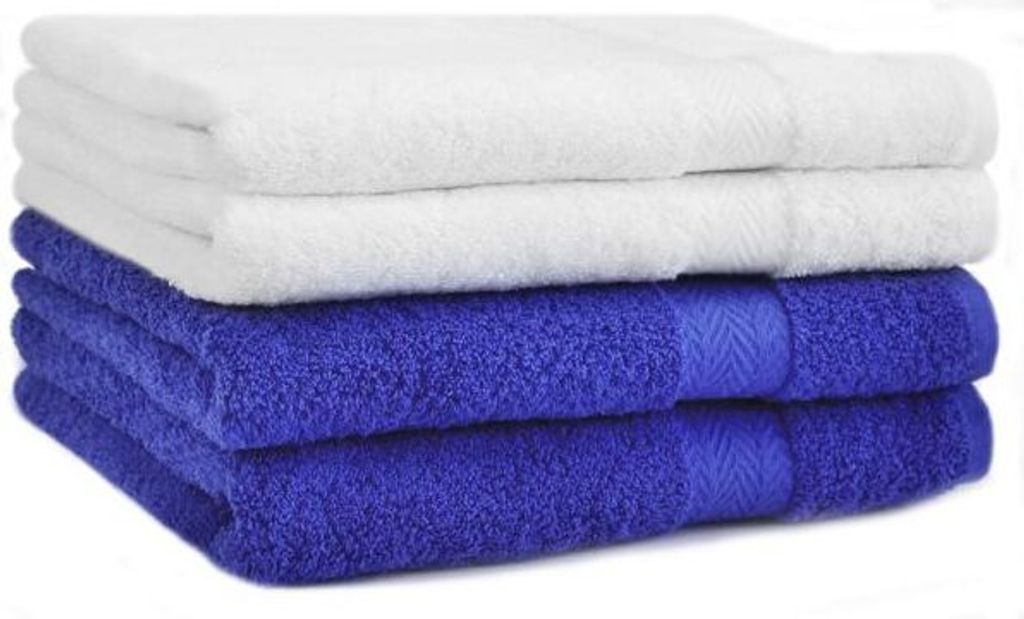 Betz 4 Stück Handtücher 50x100 cm PREMIUM 100% Baumwolle Farbe: weiß und royalblau