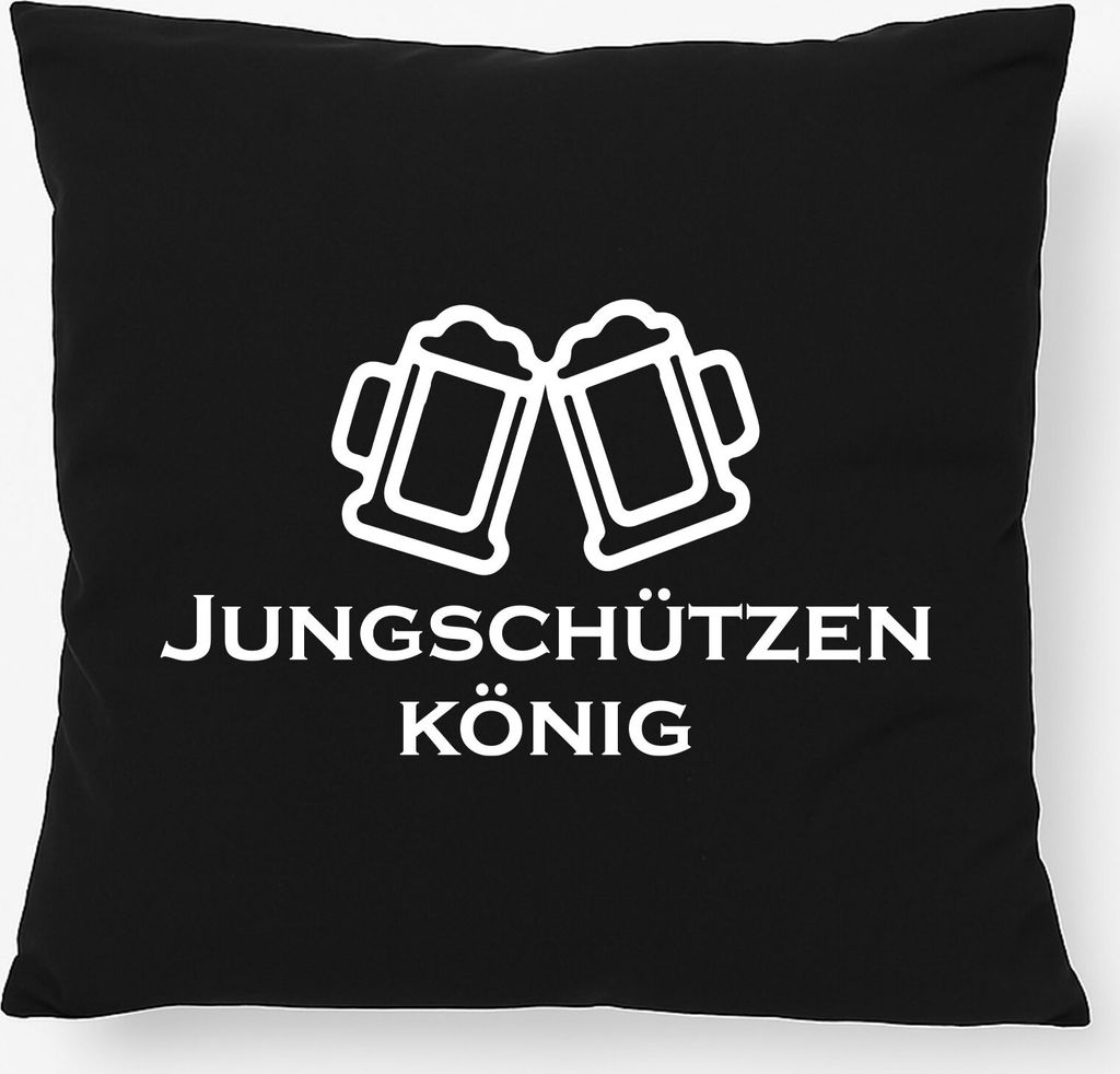 Huuraa Kissen Jungschützenkönig Schützenfest 40x40cm mit Füllung Black Baumwolle Dekokissen Geschenkidee
