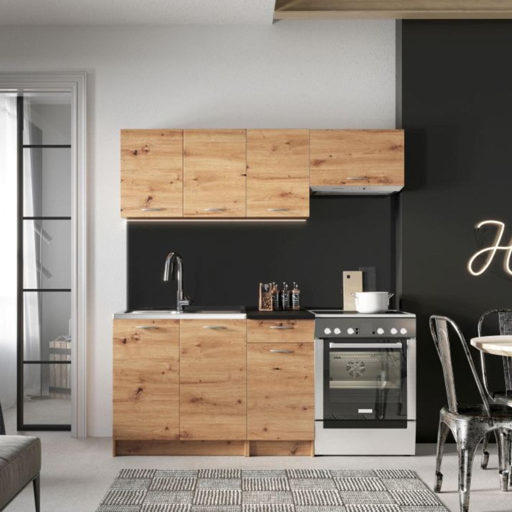 Kuchyňská linka 180 cm - s černou pracovní deskou - Dub Obrázek produktu 