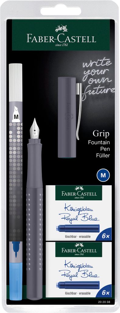 Faber Castell Füller Grip 2010 dapple gray Feder M Tinte+TL Produktbild 