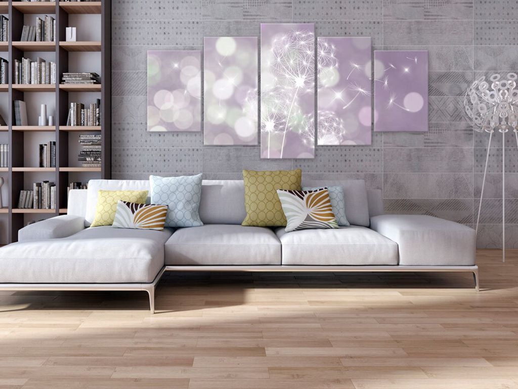 Akustikbild Pusteblumen Blumen 200x100 cm Bilder Akustikschaum Hochleistungsschallabsorber Schallschutz Leinwand 5 tlg Wandbild Raumakustik Schalld...