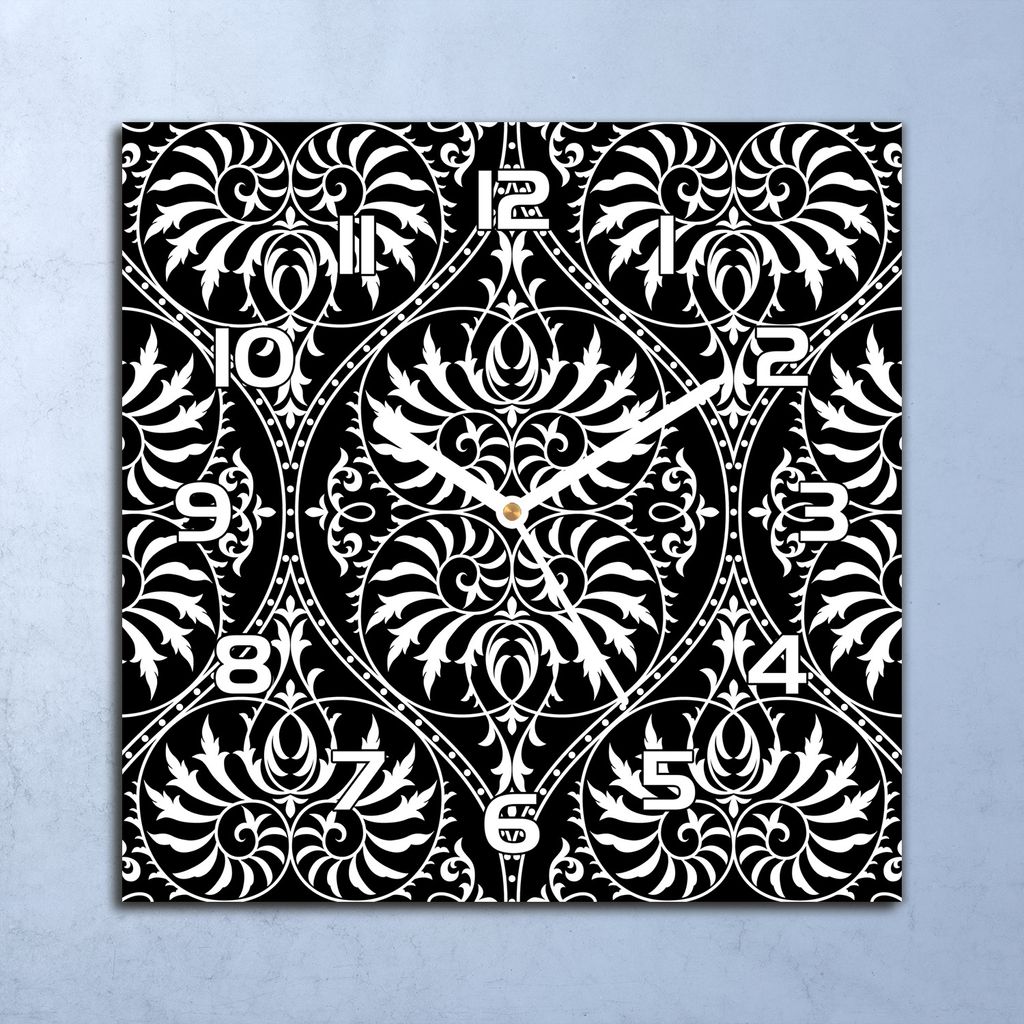 Deko Glasuhr Wanduhr 30x30 s Damast Quarz Küchenuhr Bürouhr