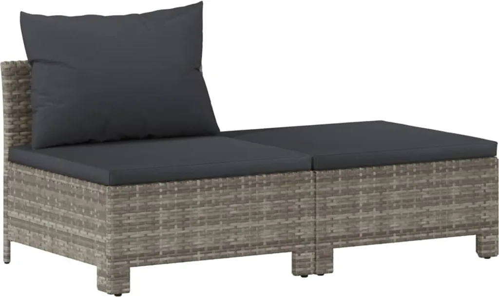 Set Giardino 2 Poltrone Poly Rattan Grigio Antracite | Design Moderno